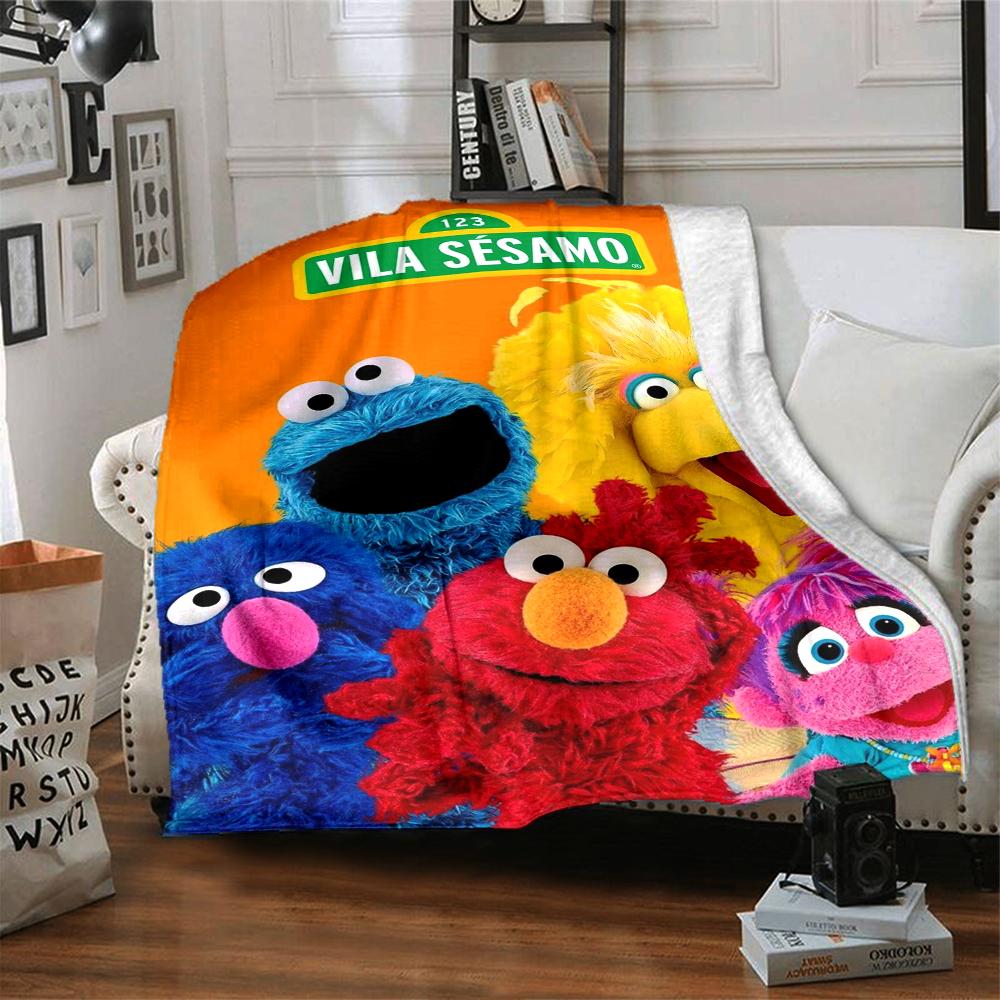 Sesame Street Theme Printed Blanket - Perfect for Couch, Bed, Travel & Outdoor Use | Machine Washable, Cozy & Durable.