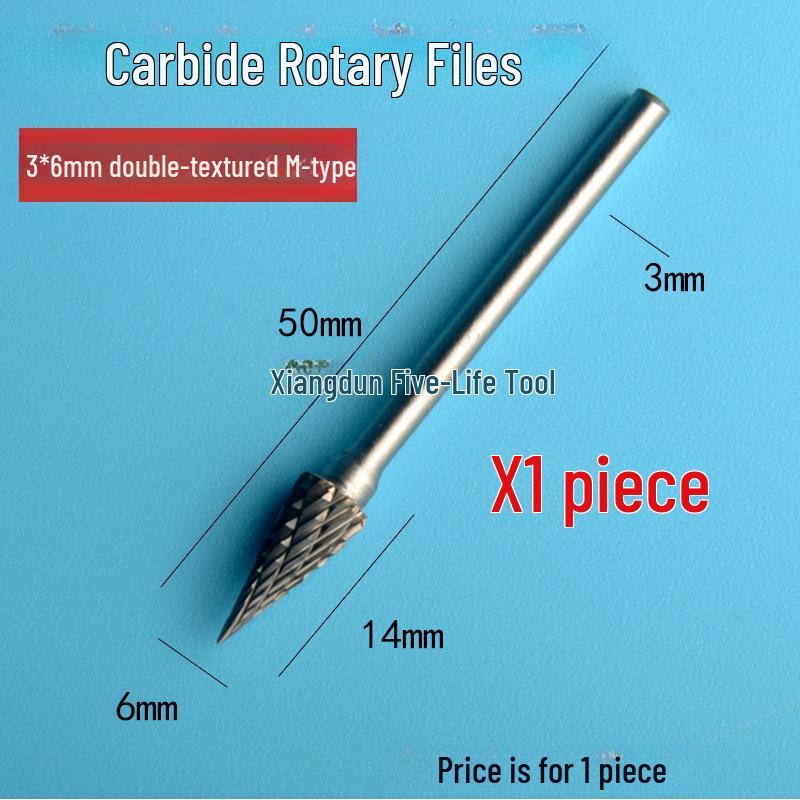 Tungsten Steel Carbide Rotary File Set - Double Grain Engraving and Milling Cutter for Woodworking, 3x6mm