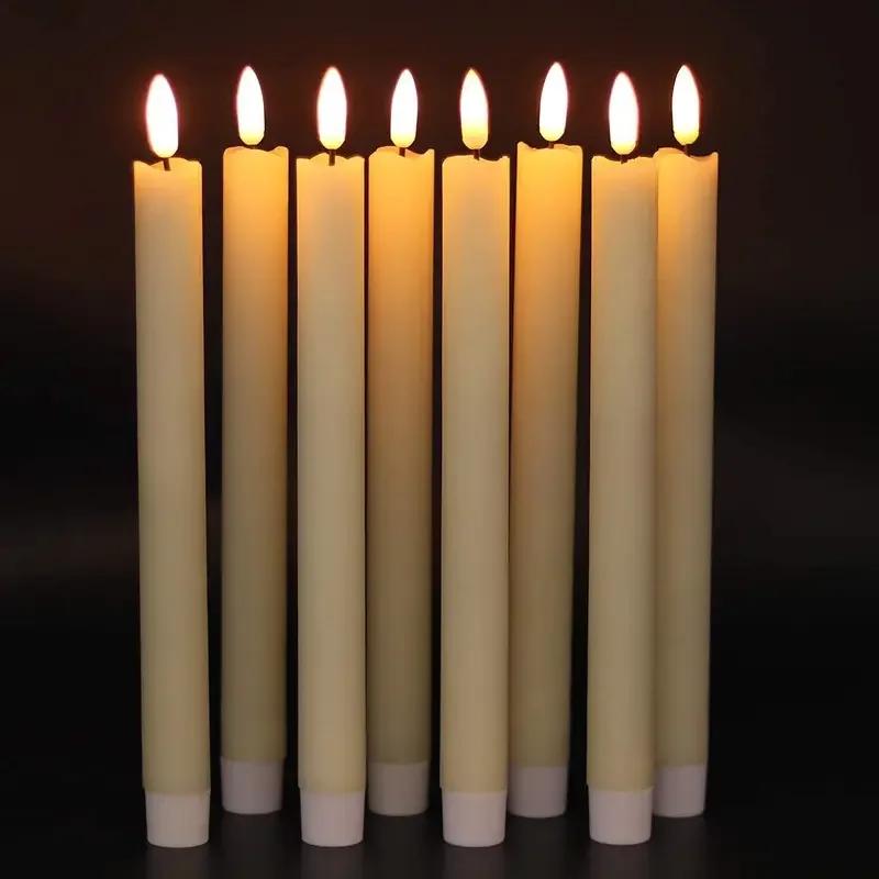 Flickering Taper Candle LED Flameless Battery Powered Long-pole Candles Light for Wedding Christmas Valentine Dinner Party Decor