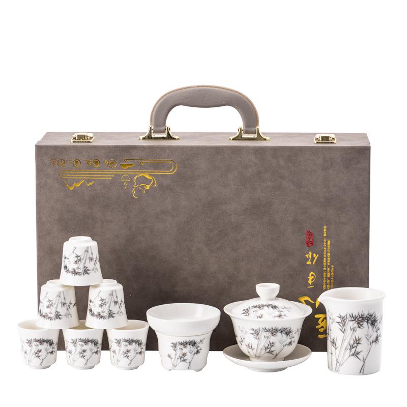 Vintage Bai Ru kiln tea set set, matte office gaiwan, tea cup, tea brewing set, business gift available