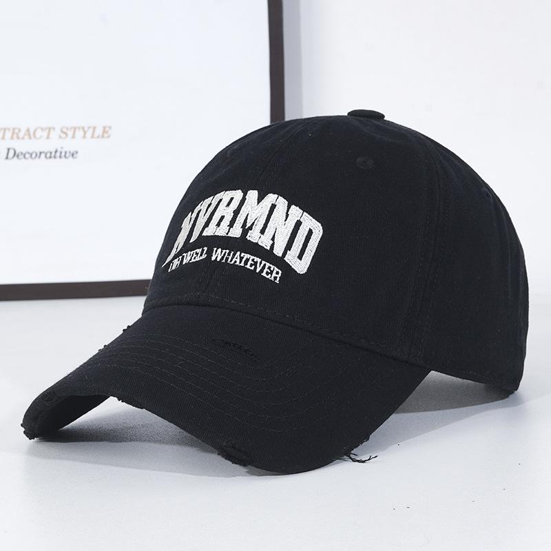 

Hat Women s New Style Letter Embroidery Hole Baseball Cap Korean Version Trendy Deep Top Sun Protection Duckbill Factory чёрный
