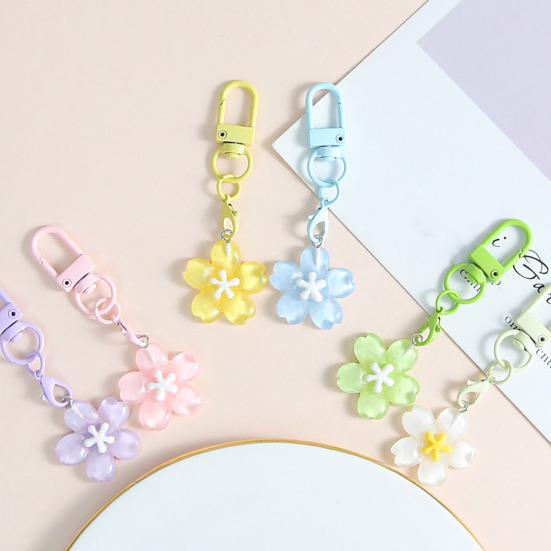 Keychain Pendant Ergonomic Flower Design Key Ring Decorative Key Holder Car Door Backpack Bag Accessory