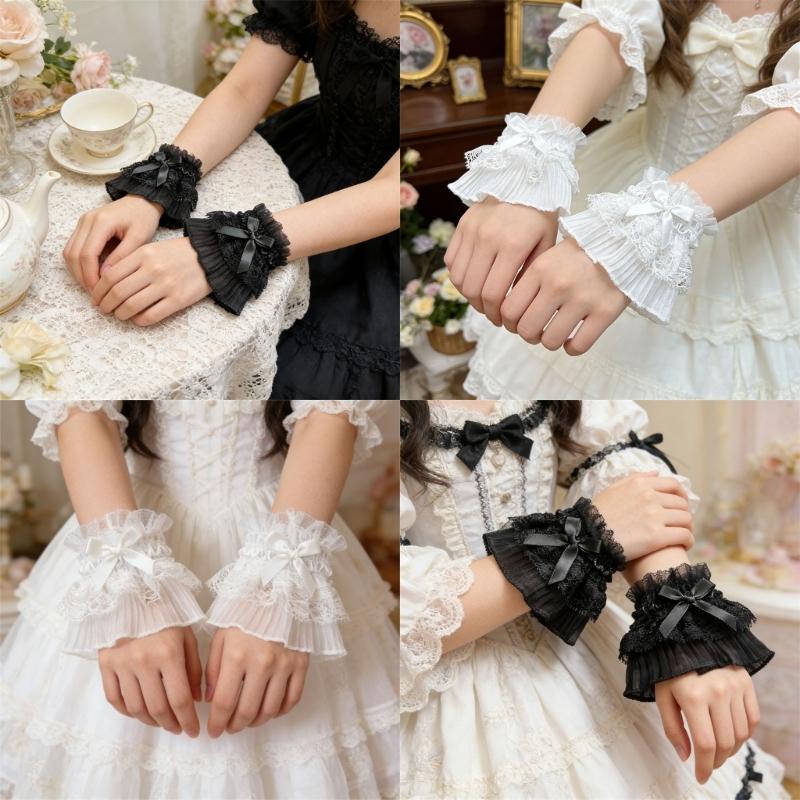 Elegant Lace Bowknot Arm Sleeves For Nails Photography Styling Fashionable Cuffs Sleeves Armwear Cosplay Accessories