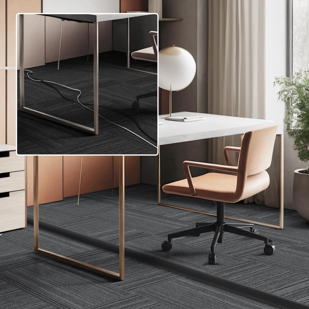 ZhiYo Floor Cord Cover White Maple Wood Grain Length Width 5CM Floor Cable Storage Sleeve Hiding Wires Cable Cover with Tape Wiring Cover Prevents