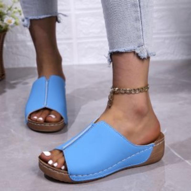 

Women s shoes wedge heels slippers simple new sandals women 43 синий