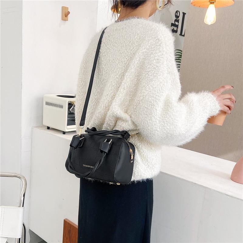 IELGY Fashion PU Embossed Stone Pattern Shoulder Bag Portable Crossbody Boston Pillow Bag
