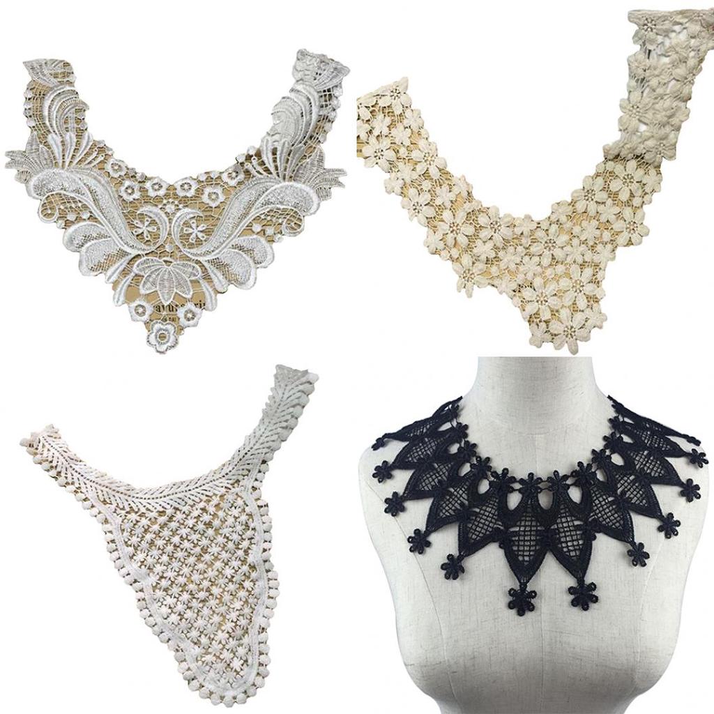 Elegant bröllop brudklänning spets krage broderi halsringning sömnad applikation