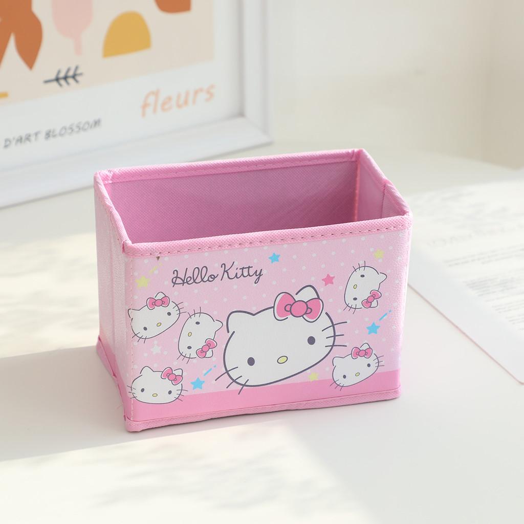 Hello Kitty Kuromi Cinnamoroll My Melody Pattern Foldable Desktop Storage Box For Makeup And Office Supplies