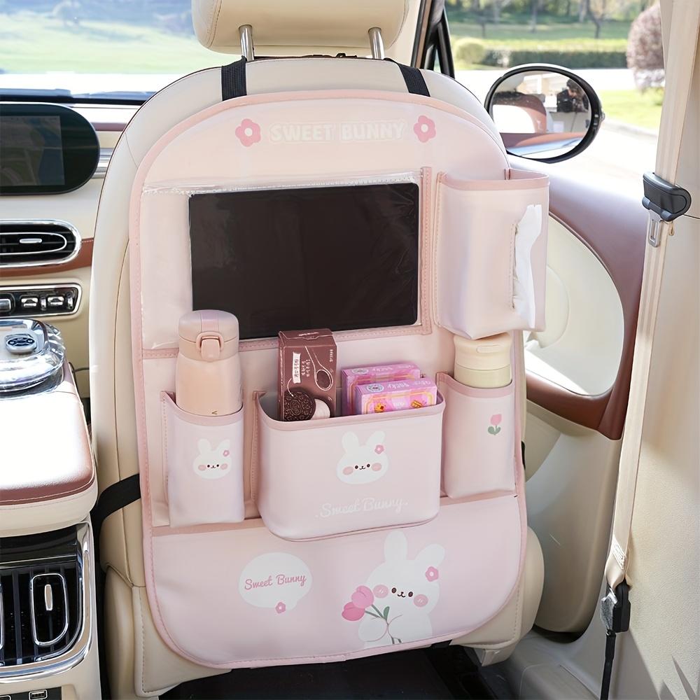 Car Seat Back Storage Bag, Cute Cartoon Bear Design, Car-mounted Hanging Type Storage Bag, Anti-dirty and Anti-kick Pad