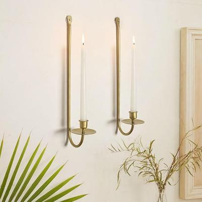 2pcs Modern Wall Candle Sconces Hanging Metal Wall Candle Sconce Holder Wall Mount Candle Holder Pillar Holder Living Room Farmhouse Fireplace Wedding