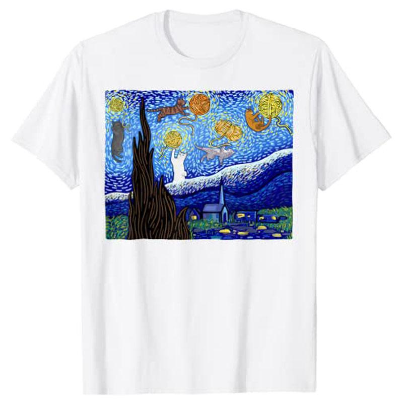

Cat Lover Tshirt Womens Fashion Catpainted Printed Graphic Tee Novelty Customized Products Y2k Aesthetic Clothes Streetwear S
