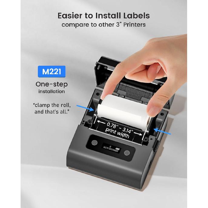 Phomemo M221 Label Maker, New Upgraded 3 Inch Bluetooth Thermal, Easier & More Stable, for Product, Address, Barcode, Small Business, Portable Label