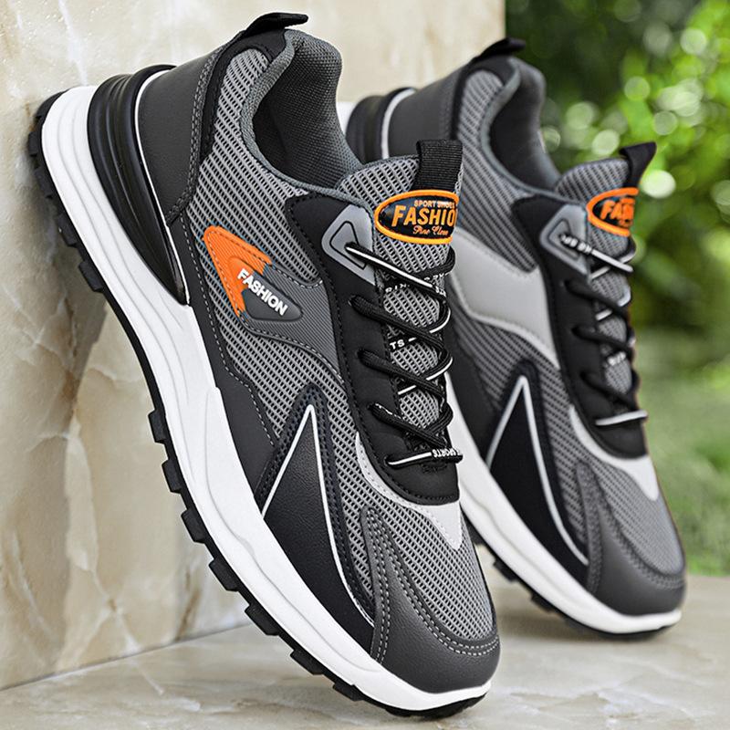 Men's shoes spring and summer sports shoes men's 2026 new leather waterproof and non-slip black casual shoes men's running dad shoes