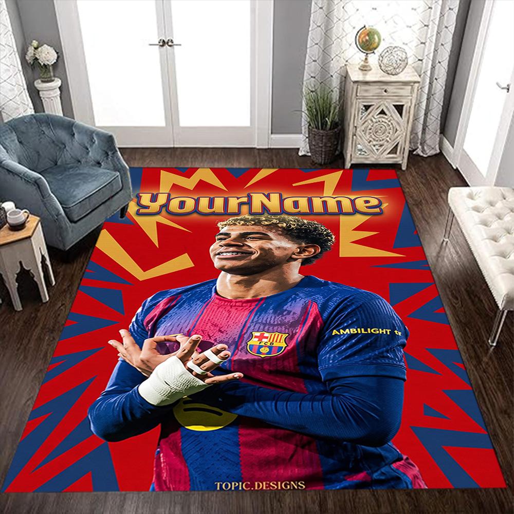Green Sports Poster Design Customizable Name Area Rug Suitable for Bedrooms Hallway Entryway Outdoor Antislip Carpet Anime Office Decor