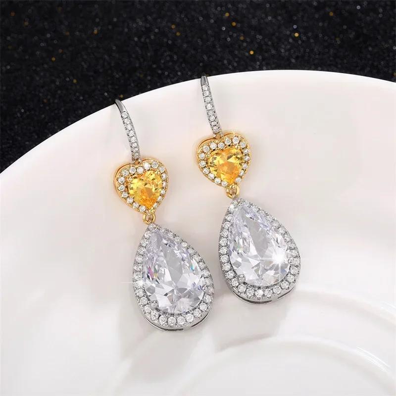 Shiny Zircon Wedding Hanging Earrings with High Grade Temperament Geometric Cubic Zirconia  Quality Women's Luxury Jewelry