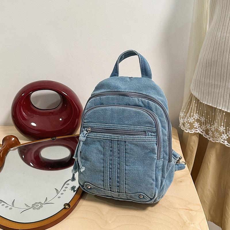 Schoolbag Denim Breast Bag Women's New Versatile Lightweight Outdoor Multifunctional Messenger Bag Multi-pocket Change Mobile Phone Bag