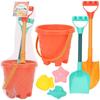 6 Piece Sand Toy Beach Toy Set with Sand Wheel, Truck, Sand Molds, Bucket, Shovel, Water Toy Set, Outdoor Toy for Boys Girls 3 4 5 6 7 Years