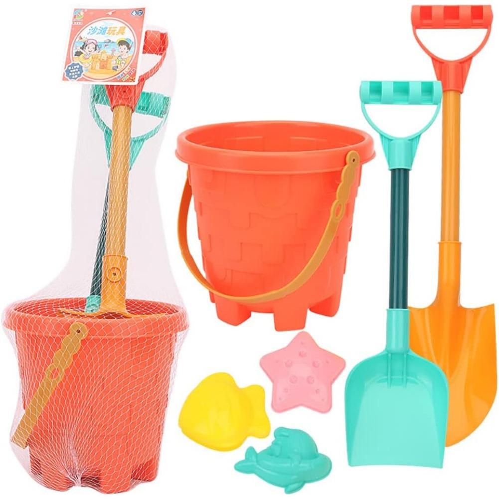 6 Piece Sand Toy Beach Toy Set with Sand Wheel, Truck, Sand Molds, Bucket, Shovel, Water Toy Set, Outdoor Toy for Boys Girls 3 4 5 6 7 Years