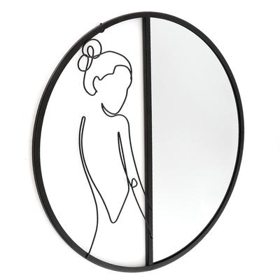 [A3707] - Designer Mirror 'Arty' Black - 40 Cm (silhouette Woman)