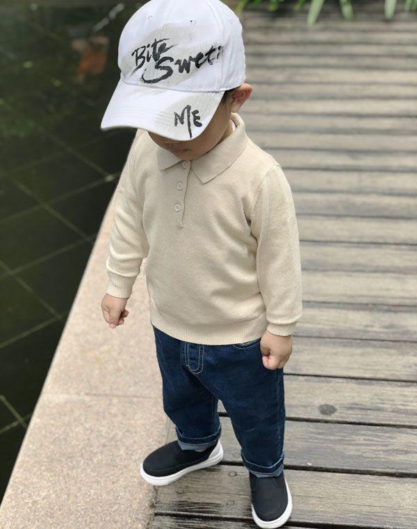 New Boys' Turn-Down Collar Knitted Sweater - Autumn/Winter Style for Small To Medium Children