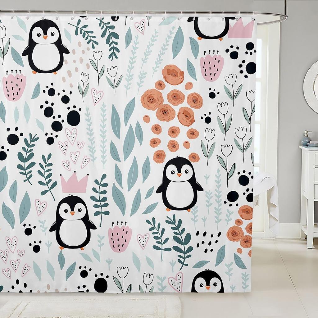 Sött Enhörning Duschdraperi Set Flickor Barn Pojkar Lila Enhörning Badrumsgardiner Kawaii Rumsinredning, Regnbåge Vattentätt Badrum