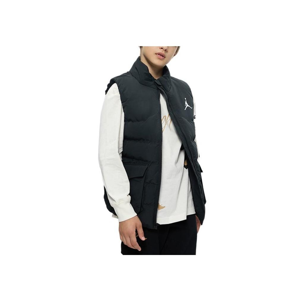 Jordan Solid Color Stand Collar Sleeveless Vest Kids Vests Black JD2342004GS-003