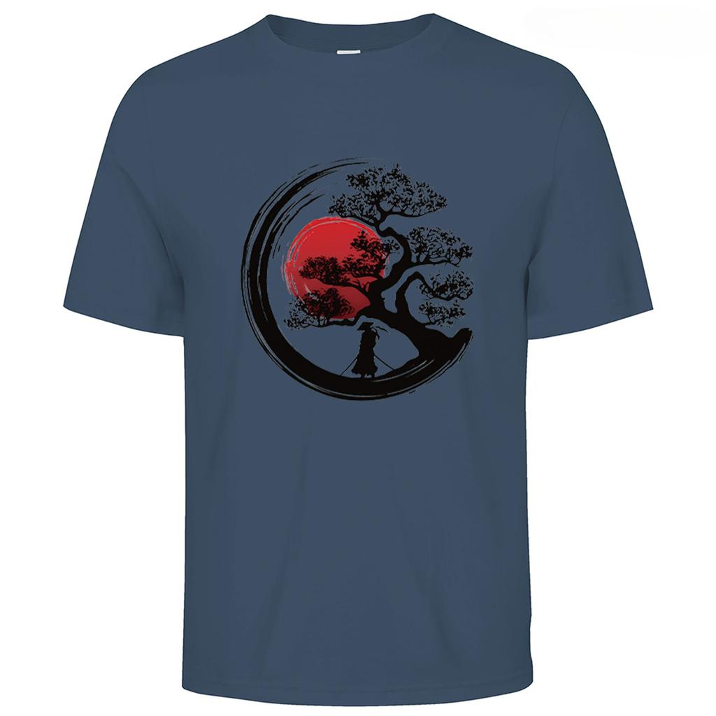 Men's Hot-selling Summer Cotton Japanese Samurai Pattern Printed T-shirt Men's and Women's Casual Style Top Japanese Style