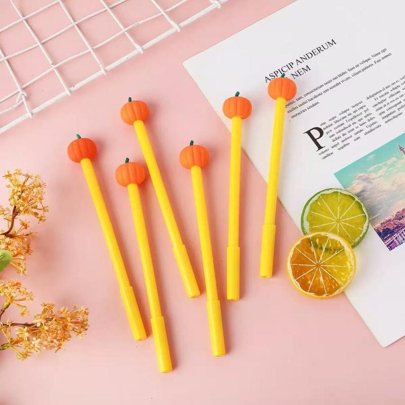 Kawai Silicone Head Pumpkin Neutral Cute Shape Signature Pen for Primary and Secondary Office School Supplies Students Gift Pen