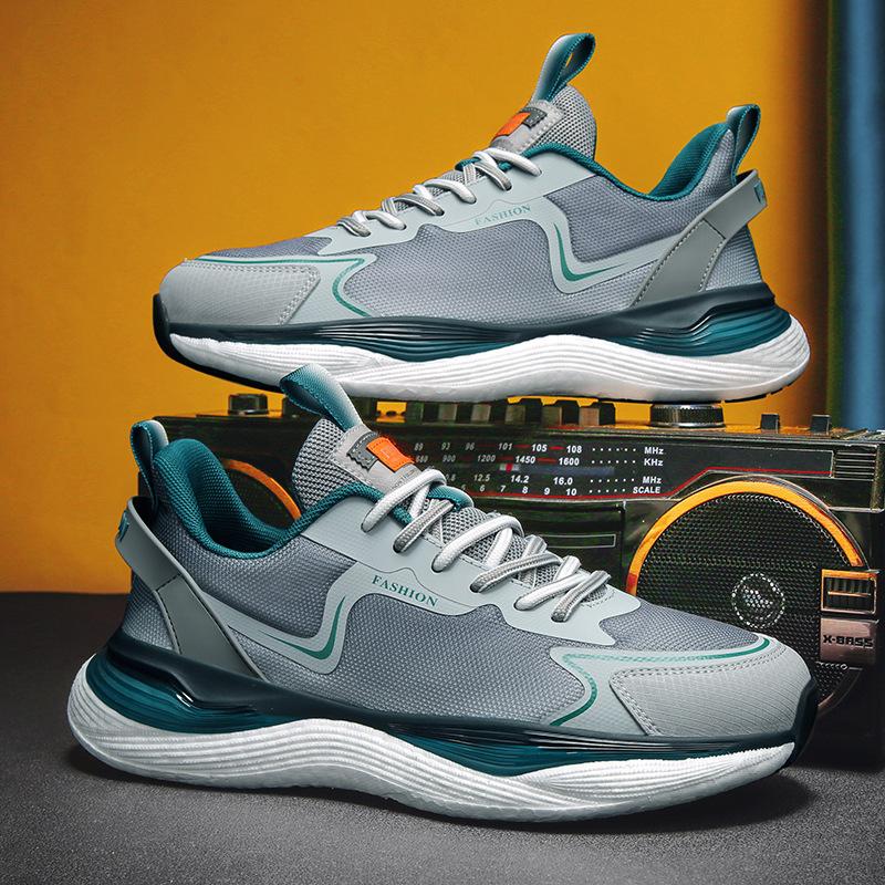 Herren Sneaker Dicke Sohle Vielseitige Klobige Schuhe Herren 2024 Neuer Trend Mesh Schnürung Atmungsaktiv Lässige Sportschuhe Erhöhte Weiche Sohlen