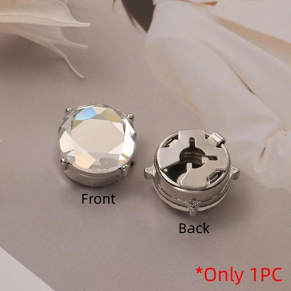 Brass Base Flower Sleeve Button Rhinestone Button Cover Clip  Suit Accessories