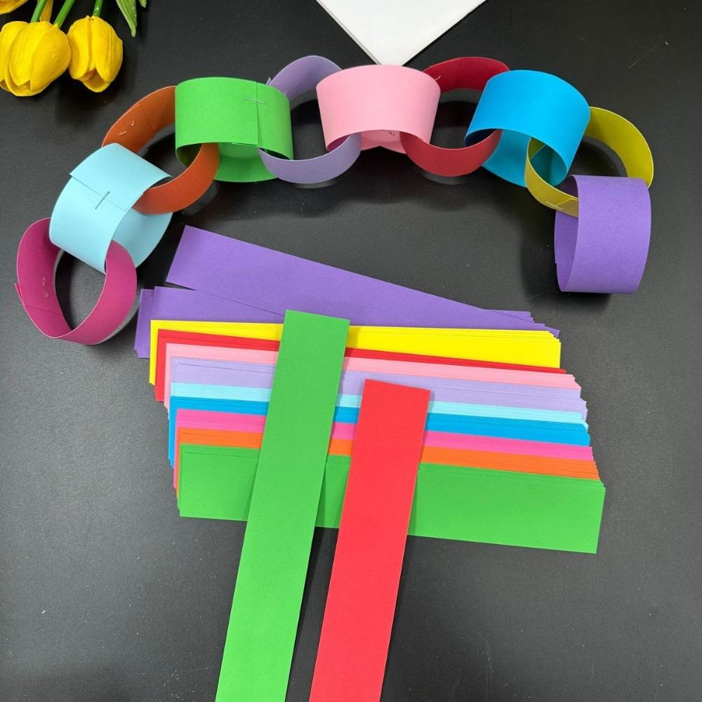 100pcs DIY Assembles Paper Chains Colored Paper Streamers Paper Strings  Party Backdrop Decoration