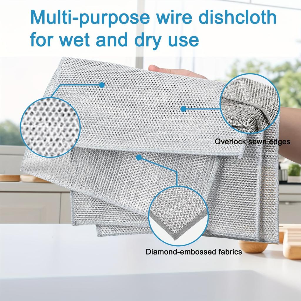 20 szt. Nie rysujących czyścików ze stali nierdzewnej z łatwością usuwa tłuszcz, olej i brud - Wielokrotnego użytku i zmywalne Odpowiednie do kuchni, łazienki