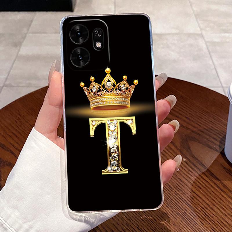 Fashion Initial Letter Crown Couple Case For Honor Play 60A 5G / Honor X6d 5G Transparent TPU Silicone Shockproof Soft Casing
