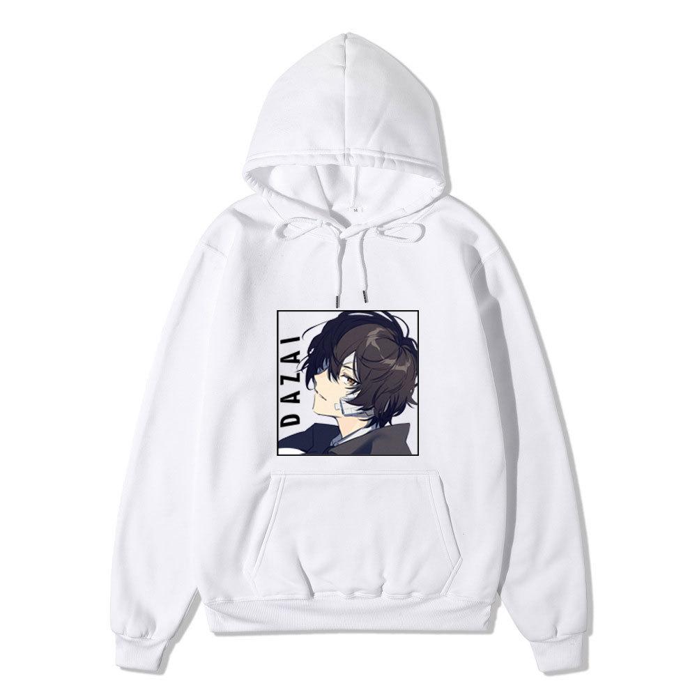 Men Women Fleece Hoodie Dazai Anime Portrait Tokyo Ghoul Kanji Autumn Winter Street Long Sleeve Sweatshirt