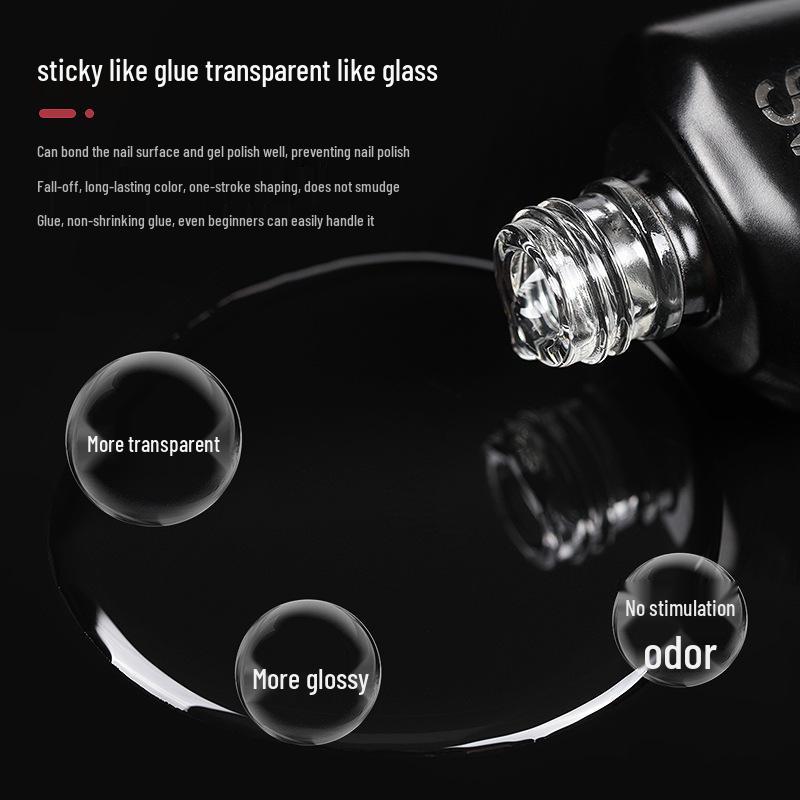 AS Nail Art Anti-Lift Gel No-Wipe Top & Base Coat Light Therapy Transparent Set - Long-Lasting Strengthening.