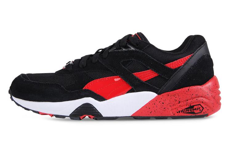 PUMA R698 Block Low Top Running Shoes Black/Red 360030-02 35.5