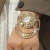 Zinc Alloy Strap Bracelet Watch Gold Ladies Wristwatches New Women Quartz Watch  Gifts