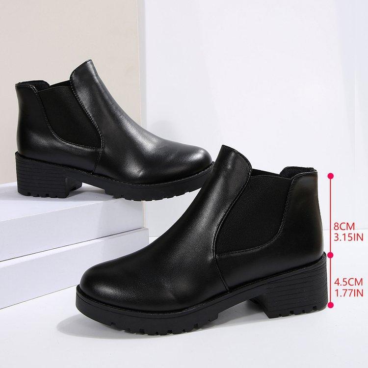 Women Boots Chunky Heel Platform British Style Thick Sole Increase Height Casual Chelsea Boots For Autumn And Winter Casual Wear