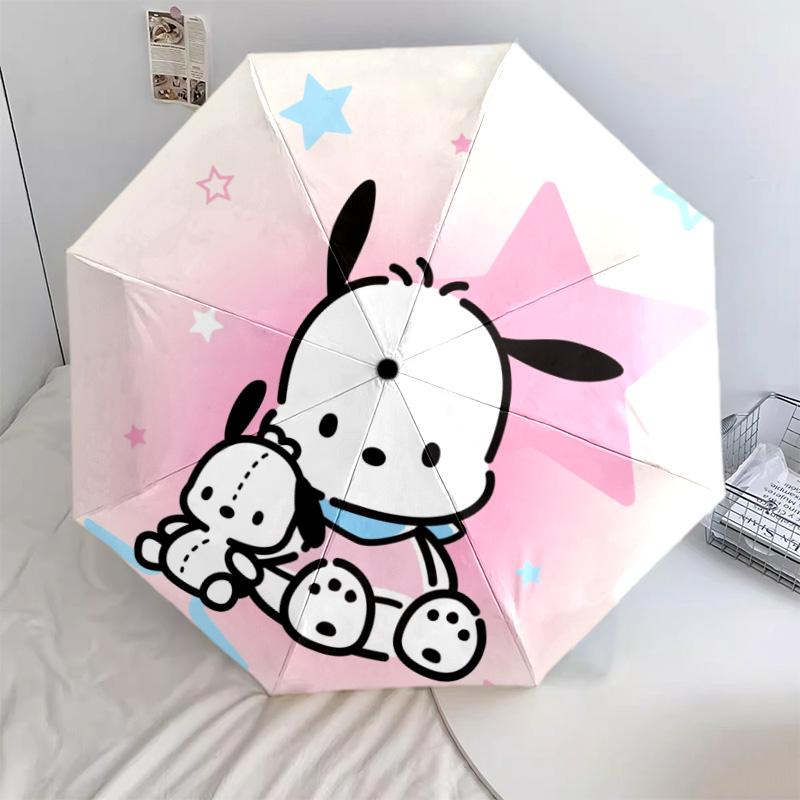 Cute Pochacco  pattern, automatic folding umbrella, portable and foldable design, 8 ribs, a Christmas or birthday gift.