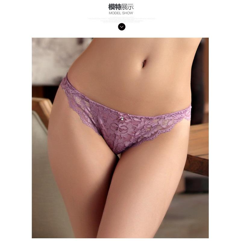 Women Sexy Sheer Lace Low Waist Triangle Briefs Cotton Crotch Hip Lifting Panties