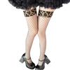 1 Pair Elastic Fishnets Thigh High Stockings Leopards Edges Design Comfortable Nylon Over Knee Fishnets for Women