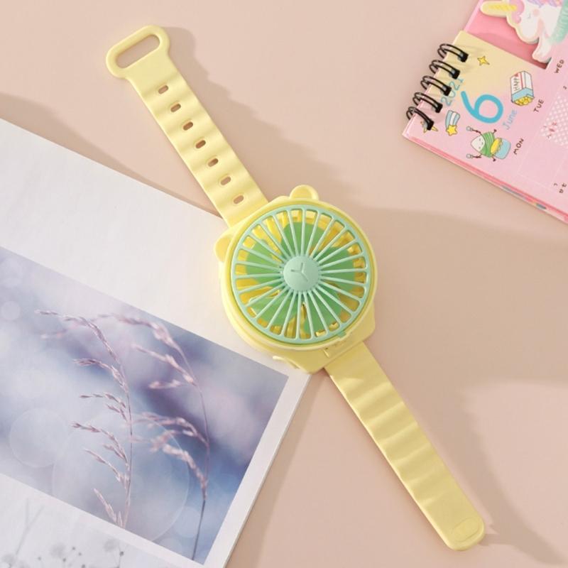 AM4 Battery Operated Powerful Watch Fan Portable Small Lightweight Cartoon Cooling Fan for Girl Kids Indoor Outdoor