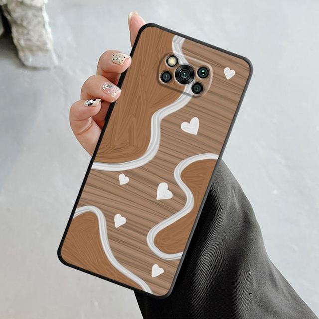 Pouzdro pro Xiaomi Poco X3 Nfc X4pro M3 C40 pro Mi 12 11 10 10t 8 Note10 Lite 11ultra 11t F1 Fashion Brown Love Wood Grain Texture