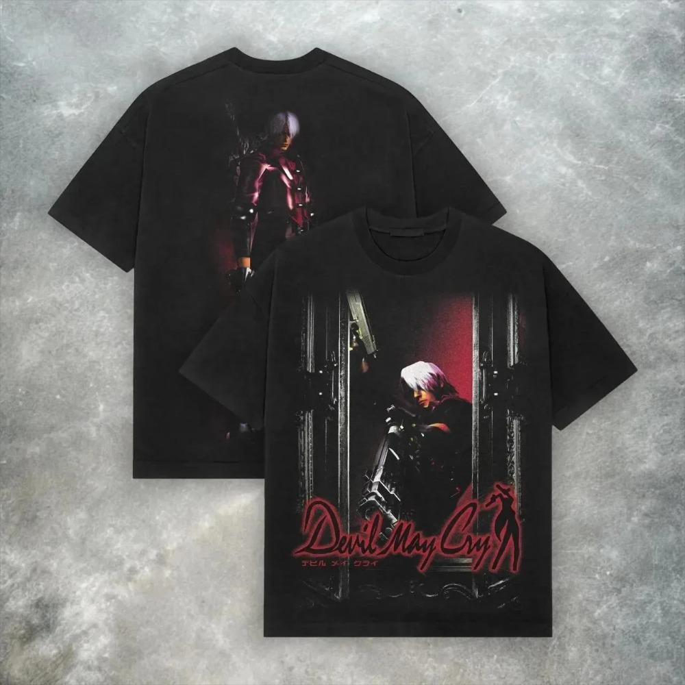 

Devil May Cry Dante Retro Hunter Double-Sided Graphic T-Shirt Classic Action Game Black Unisex Oversized Comfortable Fashion Women And Men T-shirts 4XL