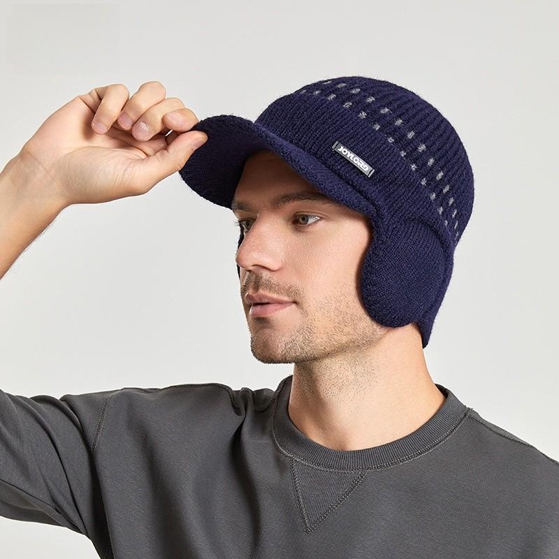 Knitted Winter Hat For Men With Ear Flaps Breathable Warmth For Outdoor Activities