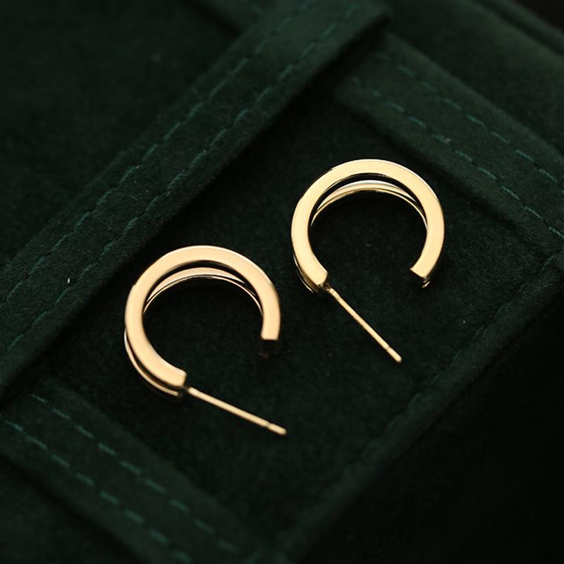 Exquisite Versatile Double-Layer Hoop Earrings - C-Shaped Studs for Women, Niche Design, 2026 Cool Style Accessories