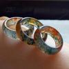 Hypoallergener Fingerring Falscher Natürlicher Moosachat Ring, Falscher Edelstein Statement Heilende Naturinspirierte Schmuckstein für Männer Frauen Band