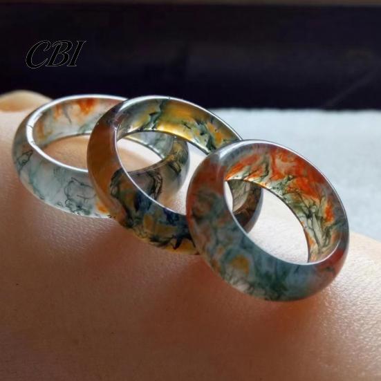 Hypoallergener Fingerring Falscher Natürlicher Moosachat Ring, Falscher Edelstein Statement Heilende Naturinspirierte Schmuckstein für Männer Frauen Band