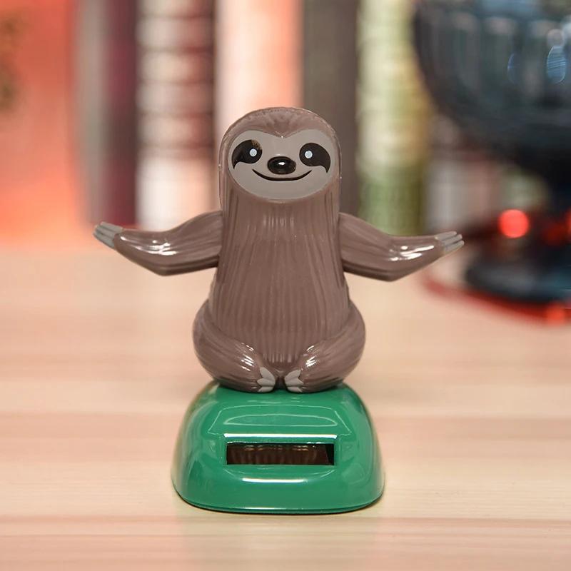 Solar Car Ornament Automatic Swing Alpaca Figurine Animal Doll Toy Sloth Miniature Car Accessories Dancing Shaking Home Decor