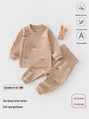Pyjama Une Pièce Bébé Velours Unisexe - Confortable Manches Longues, Ensemble Taille Haute pour Nouveau-nés (Printemps automne)